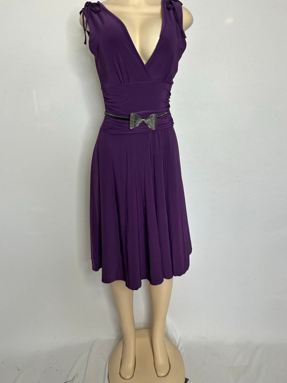 Secret Purple Halter Neck Midi Dress Ruched Waist Size small